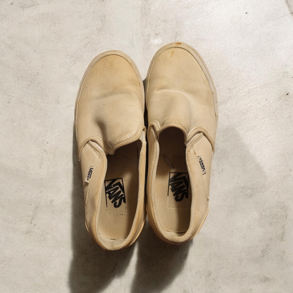 Vans Womens  Cream Slip-On Shoes